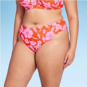 Wild Fable Women's Low-Rise Hipster Bikini Bottom - Orange and Pink Size 1X NWT